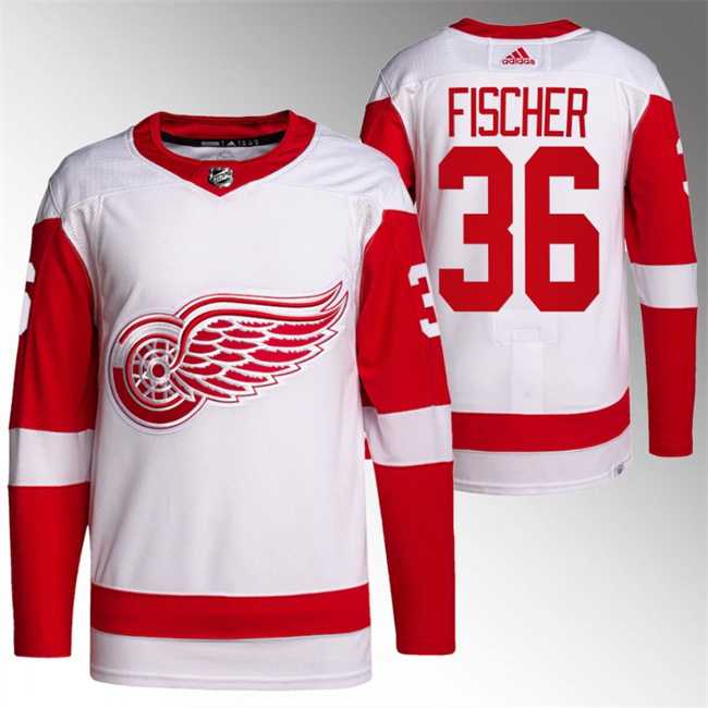 Men%27s Detroit Red Wings #36 Christian Fischer White Stitched Jersey Dzhi->detroit red wings->NHL Jersey